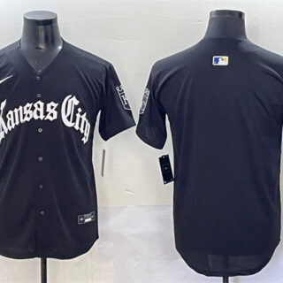 Men's Kansas City Royals Blank Black 'Gothic Crown Edition' Vapor Premier Limited Stitched Baseball Jersey