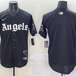 Men's Los Angeles Angels Blank Black 'Gothic Halo Edition' Vapor Limited Stitched Baseball Jersey