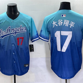 Men's Los Angeles Dodgers #17 Shohei Ohtani Blue Limited Stitched Baseball Jersey