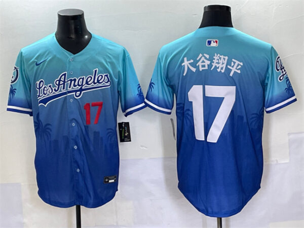 Men's Los Angeles Dodgers #17 Shohei Ohtani Blue Limited Stitched Baseball Jersey