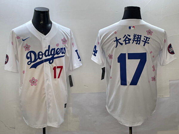 Men's Los Angeles Dodgers #17 Shohei Ohtani White 2025 Tokyo Series Limited Stitched Baseball Jersey