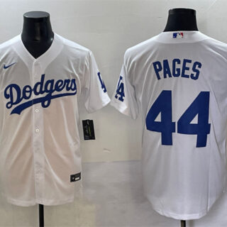 Men's Los Angeles Dodgers #44 Andy Pages White Cool Base Stitched Baseball Jersey