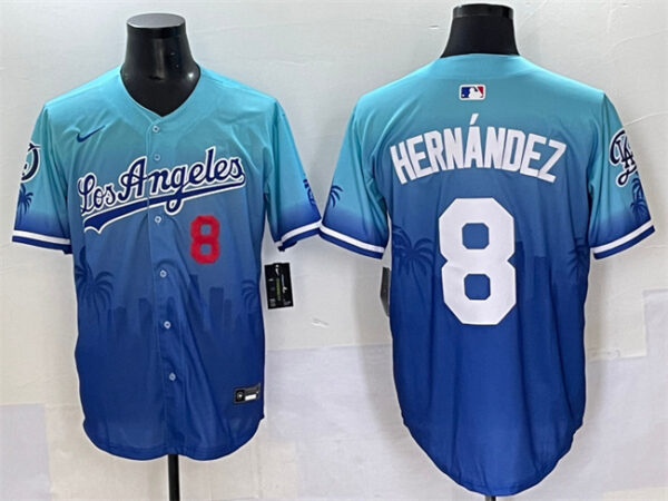 Men's Los Angeles Dodgers #8 Enrique Hernandez Blue Limited Stitched Baseball Jersey