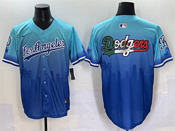 Men's Los Angeles Dodgers Team Big Logo Blue Limited Stitched Baseball Jersey