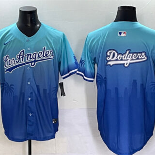 Men's Los Angeles Dodgers Team Big Logo Blue Limited Stitched Baseball Jersey