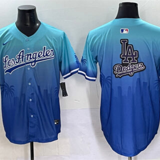 Men's Los Angeles Dodgers Team Big Logo Blue Limited Stitched Baseball Jersey