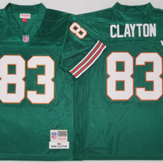 Men's Miami Dolphins #83 Mark Clayton Aqua Throwback Stitched Football Jersey