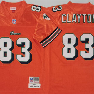 Men's Miami Dolphins #83 Mark Clayton Orange Throwback Stitched Football Jersey