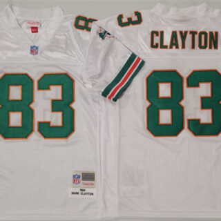Men's Miami Dolphins #83 Mark Clayton White Throwback Stitched Football Jersey