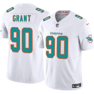 Men's Miami Dolphins #90 Kenneth Grant White 2025 Draft F.U.S.E. Vapor Limited Stitched Football Jersey