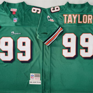 Men's Miami Dolphins #99 Jason Taylor Aqua Throwback Stitched Football Jersey