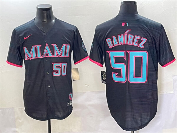 Men's Miami Marlins #50 Agust??n Ram??rez Black 2025 City Connect Limited Stitched Baseball Jersey