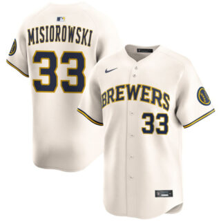 Men's Milwaukee Brewers #33 Jacob Misiorowski Cream 2025 Limited Stitched Baseball Jersey