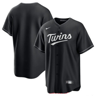 Men's Minnesota Twins Blank Black Lights Out Limited Stitched Baseball Jersey