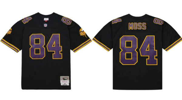 Men's Minnesota Vikings #84 Randy Moss Black Throwback Stitched Football Jersey