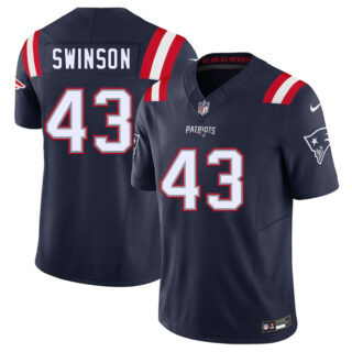 Men's New England Patriots #43 Bradyn Swinson Navy 2025 F.U.S.E. Vapor Limited Stitched Football Jersey