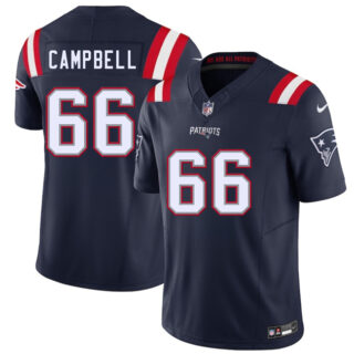 Men's New England Patriots #66 Will Campbell Navy 2025 F.U.S.E. Vapor Limited Stitched Football Jersey