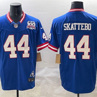Men's New York Giants #44 Cam Skattebo Royal 2025 Draft F.U.S.E. 100th Season & State Patch Vapor Limited Stitched Football Jersey
