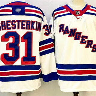 Men's New York Rangers #31 Igor Shesterkin White 2024-25 Away Stitched Hockey Jersey
