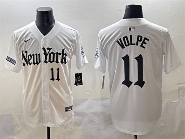Men's New York Yankees #11 Anthony Volpe White 'Gothic Legacy Edition' Vapor Premier Limited Stitched Baseball Jerseys