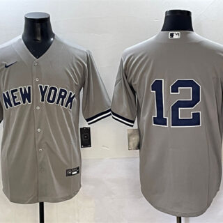 Men's New York Yankees #12 Trent Grisham Grey Cool Base Stitched Baseball Jersey