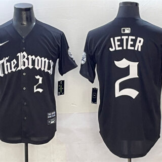Men's New York Yankees #2 Derek Jeter Black 'Gothic Legacy Edition' Vapor Premier Limited Stitched Baseball Jersey