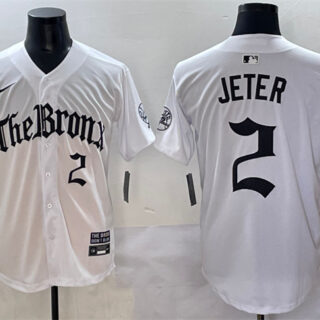 Men's New York Yankees #2 Derek Jeter White 'Gothic Legacy Edition' Vapor Premier Limited Stitched Baseball Jersey