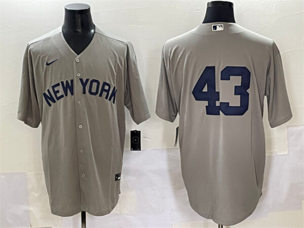 Men's New York Yankees #43 Jonathan Loaisiga Grey Cool Base Stitched Baseball Jersey