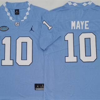 Men's North Carolina Tar Heels #10 Drake Maye Little Blue Limited College Stitched Jersey