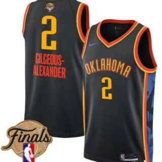 Men's Oklahoma City Thunder #2 Shai Gilgeous-Alexander Black 2025 Finals City Edition Stitched Basketball Jersey
