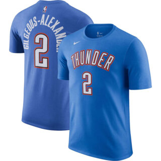 Men's Oklahoma City Thunder #2 Shai Gilgeous-Alexander Blue Icon 2022 23 Name & Number T-Shirt