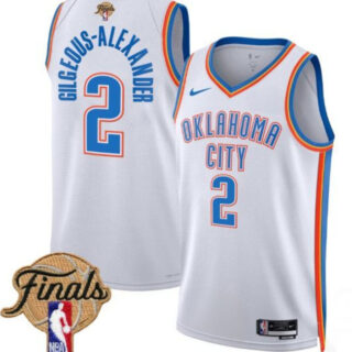Men's Oklahoma City Thunder #2 Shai Gilgeous-Alexander White 2025 Finals Association Edition Stitched Basketball Jersey