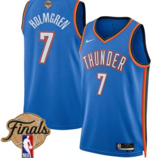 Men's Oklahoma City Thunder #7 Chet Holmgren Blue 2025 Finals Icon Edition Stitched Basketball Jersey