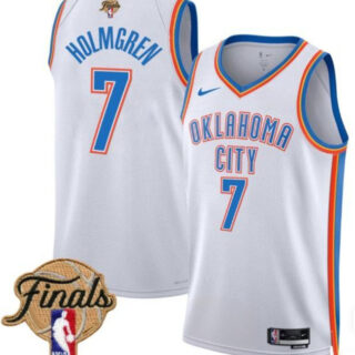Men's Oklahoma City Thunder #7 Chet Holmgren White 2025 Finals Association Edition Stitched Basketball Jersey
