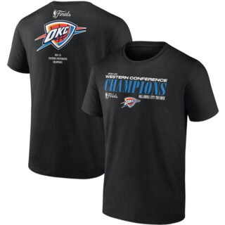 Men's Oklahoma City Thunder Black 2025 Western Conference Champions Basketball T-Shirt