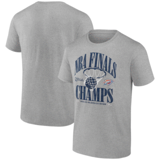 Men's Oklahoma City Thunder Grey 2025 Finals Champions Fade Away Retro T-Shirt