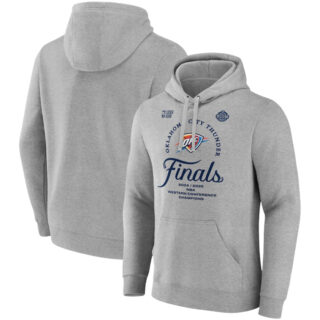 Men's Oklahoma City Thunder Heather Gray 2025 Western Conference Champions Locker Room Pullover Hoodie