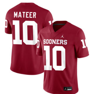 Men's Oklahoma Sooners #10 John Mateer Red Stitched Football Jersey