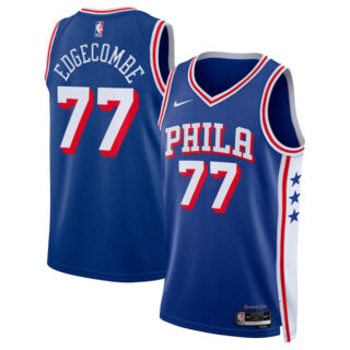 Men's Philadelphia 76ers #77 V. J. Edgecombe Royal 2025 Draft Icon Edition Stitched Jersey