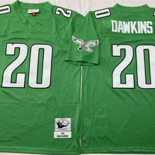 Men's Philadelphia Eagles #20 Brian Dawkins Kelly Green Throwback Stitched Football Jersey