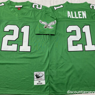 Men's Philadelphia Eagles #21 Eric Allen Kelly Green Throwback Stitched Football Jersey