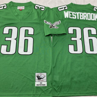Men's Philadelphia Eagles #36 Brian Westbrook Kelly Green Throwback Stitched Football Jersey