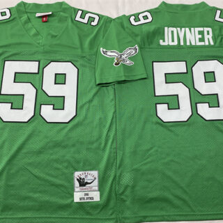 Men's Philadelphia Eagles #59 Seth Joyner Kelly Green Throwback Stitched Football Jersey