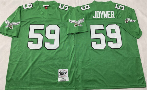 Men's Philadelphia Eagles #59 Seth Joyner Kelly Green Throwback Stitched Football Jersey