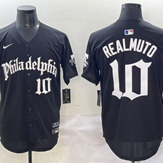 Men's Philadelphia Phillies #10 J.T. Realmuto Black Gothic Vapor Limited Stitched Jersey
