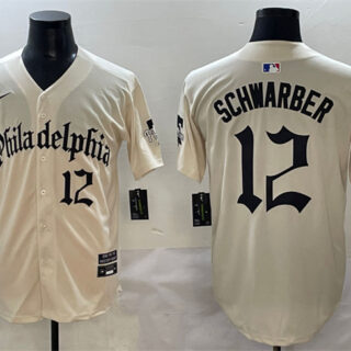 Men's Philadelphia Phillies #12 Kyle Schwarber Cream Gothic Vapor Limited Stitched Jersey