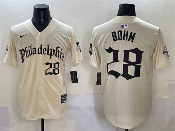 Men's Philadelphia Phillies #28 Alec Bohm Cream Gothic Vapor Limited Stitched Jersey