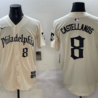 Men's Philadelphia Phillies #8 Nick Castellanos Cream Gothic Vapor Limited Stitched Jersey