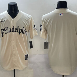 Men's Philadelphia Phillies Blank Cream Gothic Vapor Limited Stitched Jersey