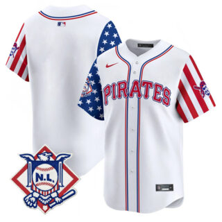Men's Pittsburgh Pirates Blank White 2024 Fourth of July Vapor Limited Stitched Baseball Jersey